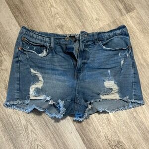 Rewash Denim Shorts Women Distressed‎ Frayed Cuffed Blue Jeans Size 9